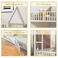 thumbnail image 6 of Bellemave Metal House Bunk Bed with Fence Guardrails and Ladder Twin over Twin Low Bunk Bed Frame Twin Floor Bunk Bed with Ladder(White), 6 of 10
