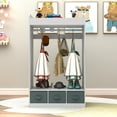 thumbnail image 2 of Oufan Kids Costume Organizer, Costume Rack, Kids Armoire, Open Hanging Armoire Closet with Mirror-White, 2 of 9