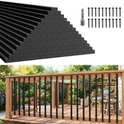 LooYee 36 Inch 105 PCS Deck Railing Kit Metal Deck Balusters with Lag Screw Driver，Pre-Installed and Cap & Screws Rust Prevention Suitable for Balcony Porch Stair Poolside Black