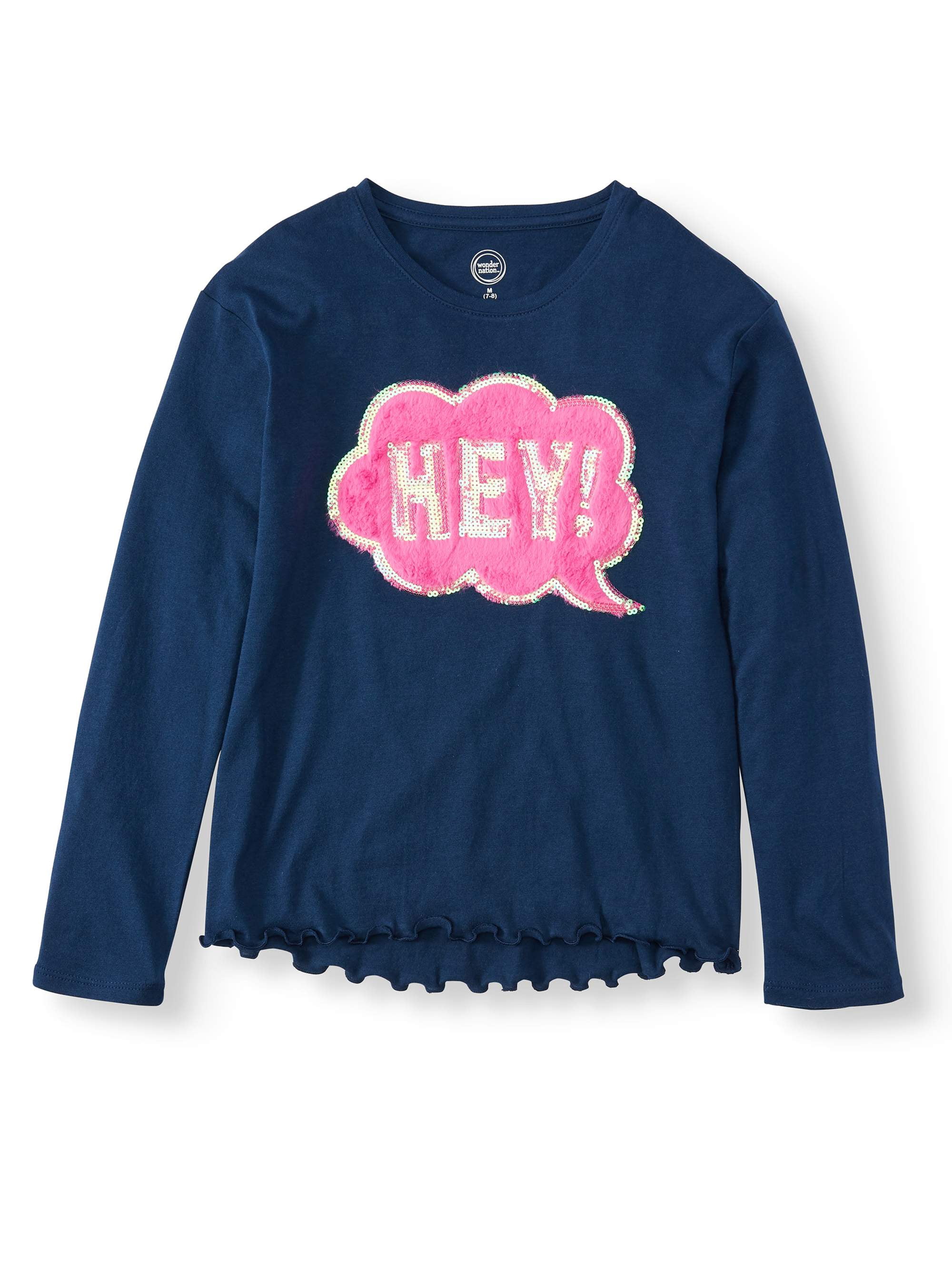 3D Fur Embellished Long Sleeve T-Shirt 