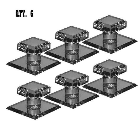 Clear Acrylic Stick-On Mirror Knob - 1-3/4" Squares - Pack of 6