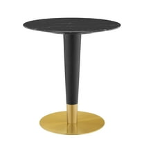 Modway Zinque 28" Artificial Marble Dining Table in Gold Black