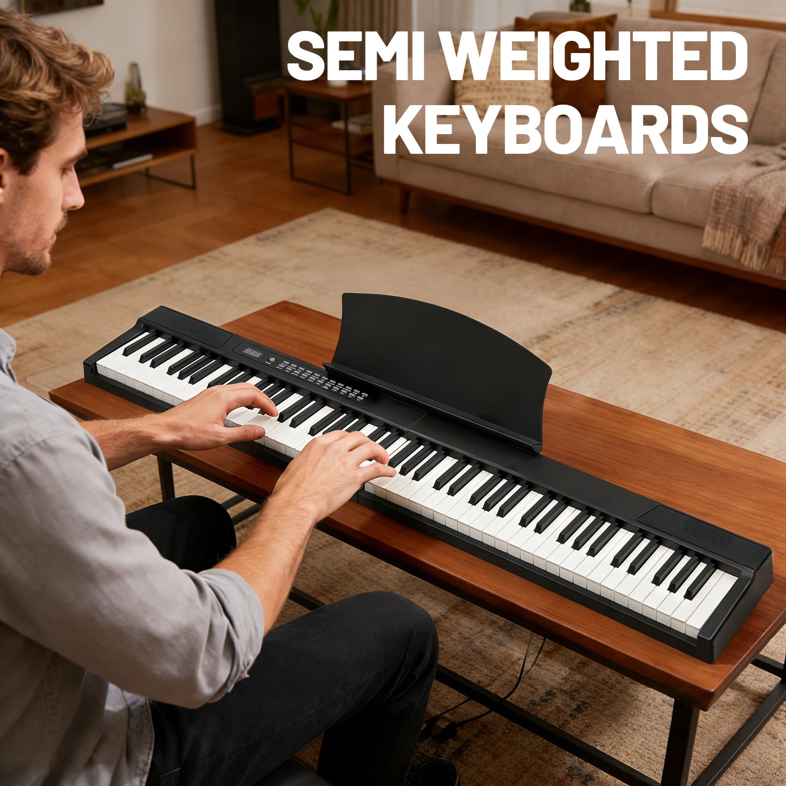 Ktaxon 88 Key Foldable Electric Keyboard Piano with Magnetic Connection, Portable Semi-Weighted Digital Piano for Beginners, Sustain Pedal, MIDI Bluetooth, Handbag, Headphone