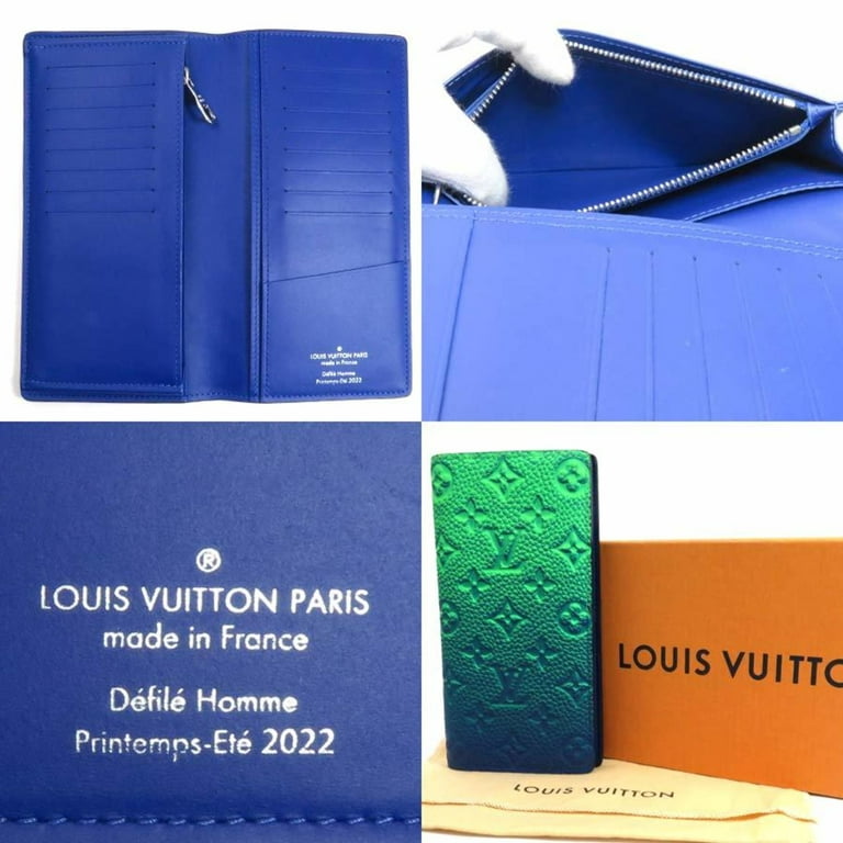 Authenticated Used Louis Vuitton Bifold Long Wallet Monogram Portefeuille  Brazza Neon Taurillon Leather Men's M81255 