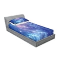 thumbnail image 2 of Ambesonne Nebula Fitted Sheet & Pillow Sham Set, Star Clusters in Space, Twin, Purple Navy, 2 of 2