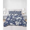 thumbnail image 2 of Quilts Twin-XL Size Bedding Set, Spring White Floral Lightweight Quilted Comforter, Navy Blue Farmhouse Vintage Flowers Soft Reversible Bedspread Coverlet with Pillow Covers for All Season, 68" x 98", 2 of 7