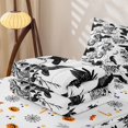 thumbnail image 5 of Feelyou Boho Raven Rose Zipper Twin Comforter Sets with Fitted Sheet and 2 Pillowcases, Spooky Skull Bat Zipper Bedding Set, Black White, Halloween Reversible, 4pcs, 5 of 7