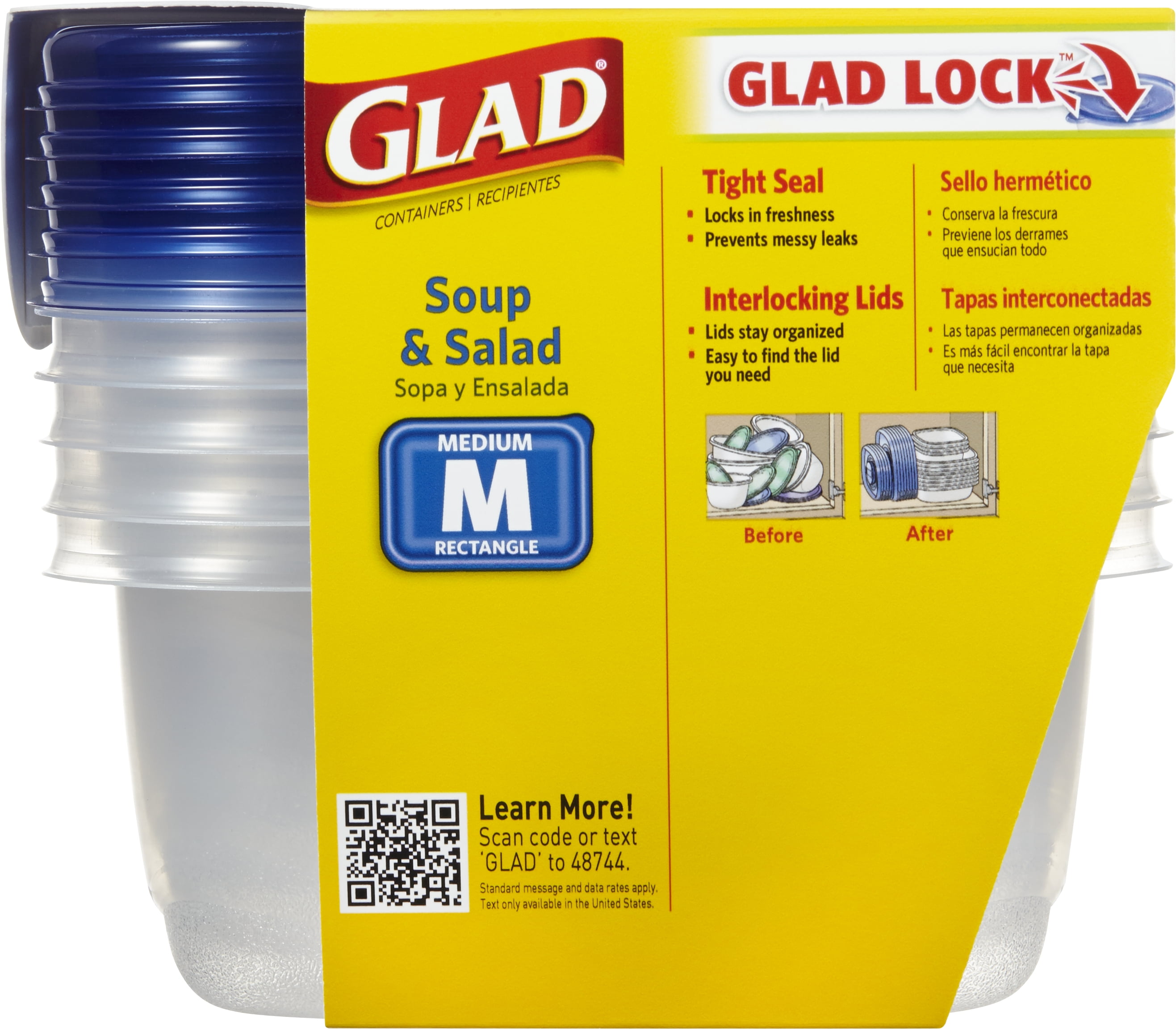 Glad Mini Round Food Storage Containers, 4 oz, Plastic, 8/Pack (70240PK)