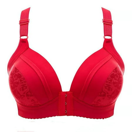 Ndbuld Plus Size Bras for Women Wireless Support Woman s Fashion Plus Size Wire Comfortable Push Up Bra Underwear Today s Big Sale Red