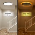 thumbnail image 2 of Matane 12in LED Flush Mount Ceiling Light Fixture with Remote Control, Nightlight 2000K Warm, 3000K-6500K Adjustable, Lo, 2 of 8