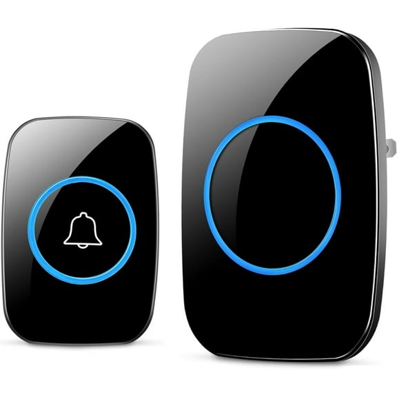 Wireless Doorbell,Waterproof Door Bell Kit,Distinguish Front and Rear Doors,Over 1000 feet Range and 60 Chime,5 Levels Volume and LED Flash,for Home Office Classroom