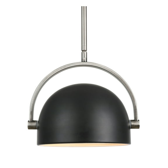 Woodbridge Lighting Charleston 8" Metal Pendant in Antique Nickel/Black