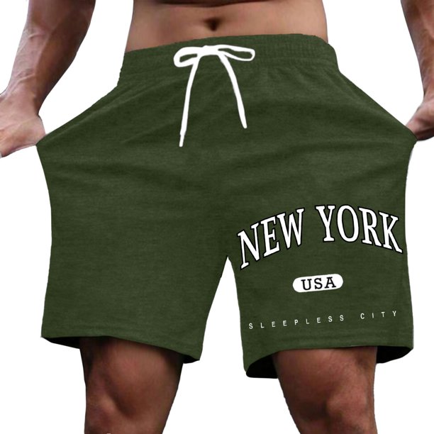 Pantalones cortos casuales de verano con estampado de letras para hombre, de poliéster ligero, para uso informal.