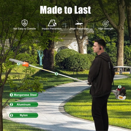 2 Stroke 43cc 12'' Tree Branch Pruner Long Pruning Chain Saw Trimmer for Home Gardens, Parks, Green Spaces