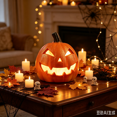 thumbnail image 4 of Pumpkin Decorations,Carved Jack‑O‑Lantern Pumpkin Decor, Hollow Out Artificial Pumpkin with Classic Face Cutouts, Halloween Decorations for Home,A, 4 of 5