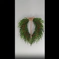 thumbnail image 5 of 20" Real Touch Norfolk Pine Christmas Wreath with Red Berries & Jute Bow, Lifelike Soft Pine Front Door Wreath for Indoor Outdoor Christmas Holiday Décor, Winter Garland Wall Hanging Decoration, 5 of 9