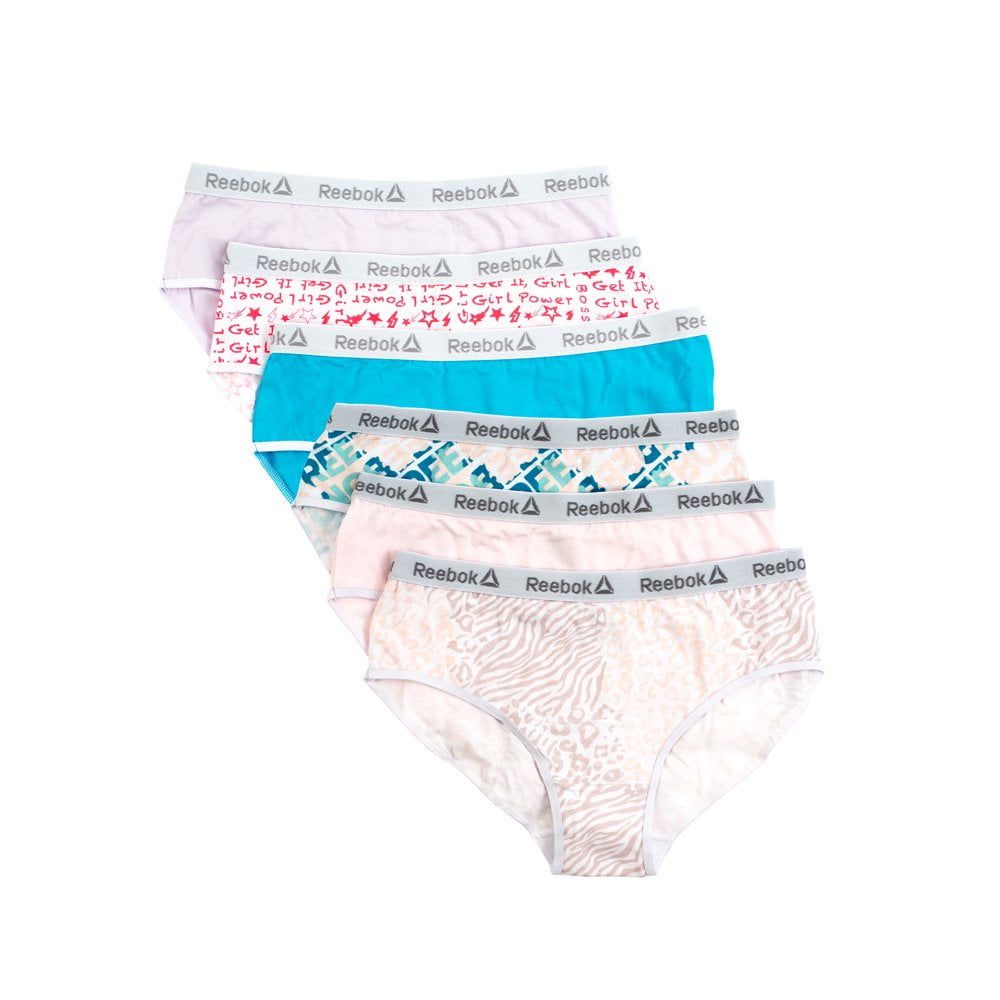 Reebok Reebok Girls Underwear Cotton Stretch Hipster Panties, 6Pack