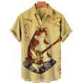 thumbnail image 3 of Camisas japonesas de gato bushido para hombres, ropa con estampado 3D, camisas hawaianas de playa, blusas de manga corta Y2K, ropa vintage, blusa con solapa, 3 of 5