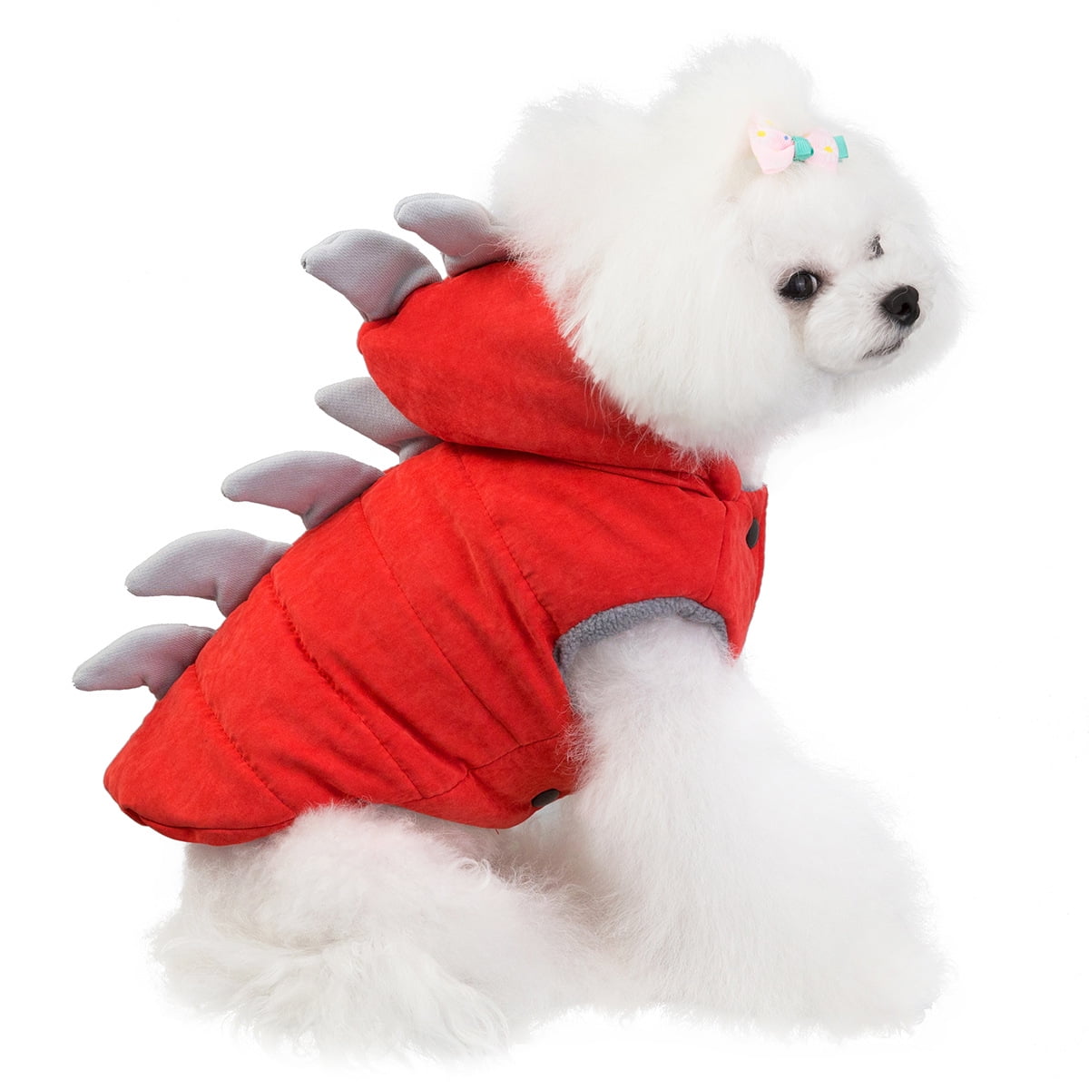 Kepooman Pet Warm Hoodies Dinosaur Costume for Puppy, Dog Winter Jacket Coats with Hat for Small Medium Dogs, Red, 2XL Kepooman Pet Warm Hoodies Dinosaur Costume for Puppy, Dog Winter Jacket Coats with Hat for Small Medium Dogs, Red, 2XL