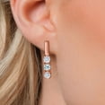 thumbnail image 3 of Gem Stone King 18K Rose Gold Plated Silver White Moissanite and Sky Blue Topaz Drop Dangle Earrings for Women | 1.70 Cttw | Gemstone Birthstone | Round 5MM, 3 of 6