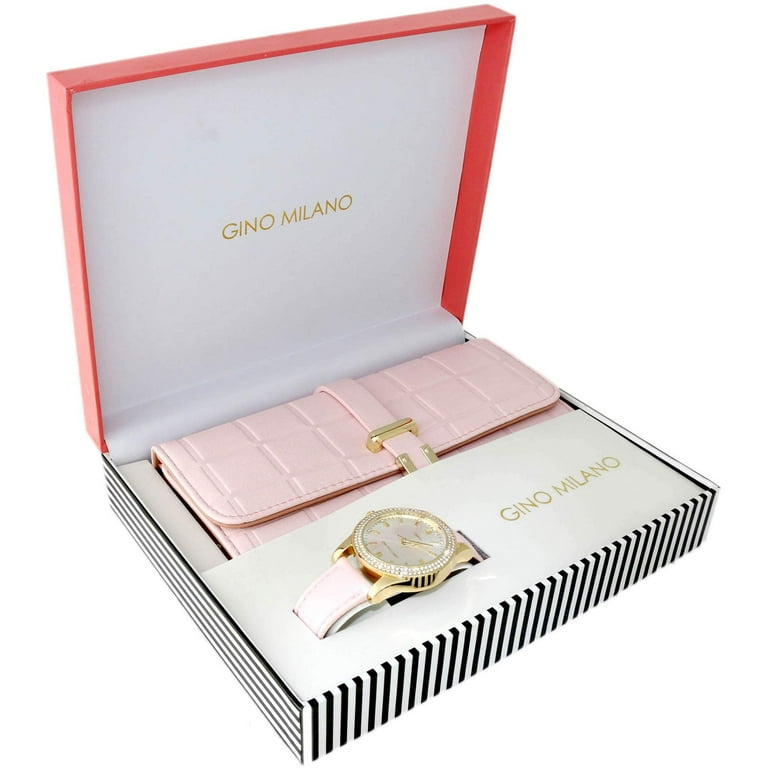 Gino Milano Elegant Women s Leather Band Watch Matching Tri Fold