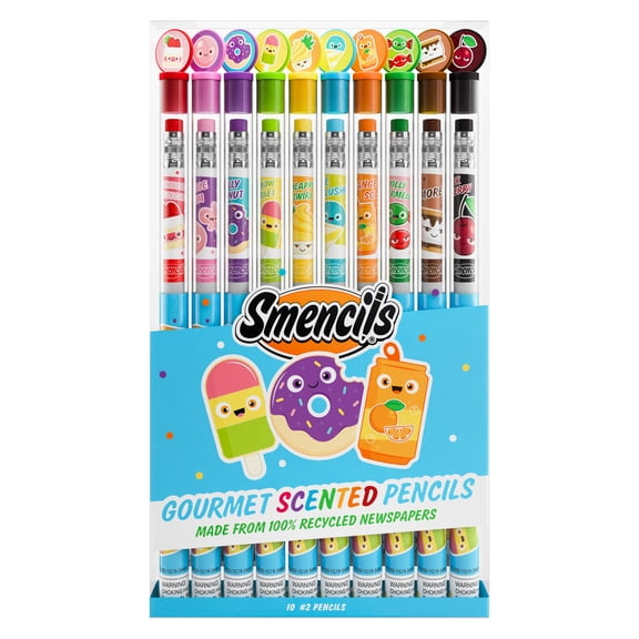 Smencils - Scented Graphite HB #2 Pencils made from Recycled Newspapers, 10 Count, Gifts for Kids, School Supplies