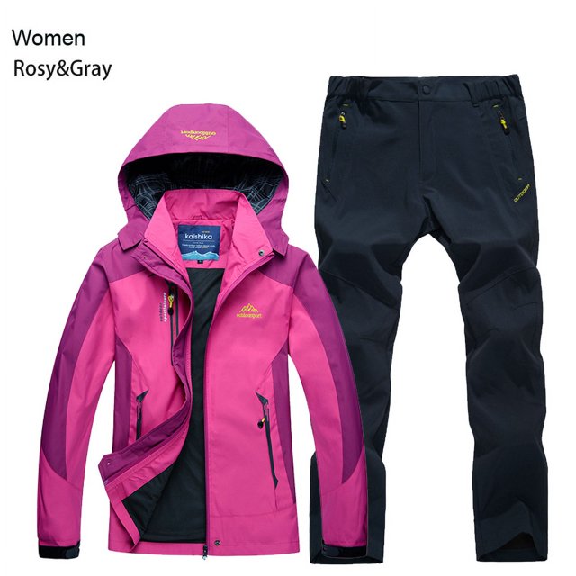 Veste Pantalon pour Femmes Ensemble de Randonnée Camping Printemps Automne Extérieur Imperméable 20000MM Coupe-Vent Costume Randonnée Manteau Pantalon