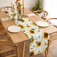 thumbnail image 3 of Sunflower Table Runner - 108 Inch Long, Kitchen Dining Table Runner Dresser Scarves, Farmhouse Grey Buffalo Check Floral Bee Farmhouse Decor for Coffee Tables Wedding Party Banquet, 3 of 8