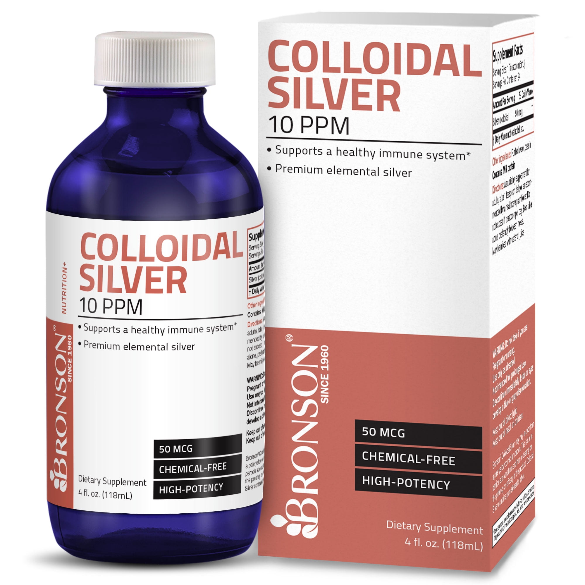 Bronson Colloidal Silver 10 PPM Superior Elemental Silver Chemical