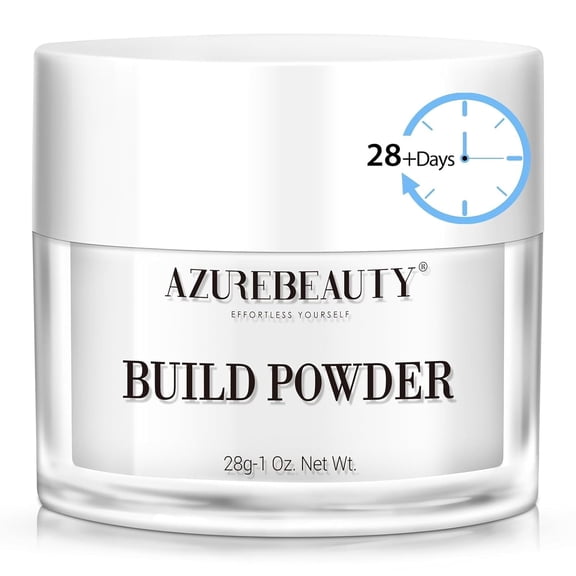 Azurebeauty Clear Dip Powder for Nails, Essential Transparent Crystal Build Powder for 28 Days Long-Lasting Nail Art Manicure Salon DIY at Home, 28g/1Oz