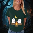 thumbnail image 5 of TOWED22 Halloween T Shirt Women Crew Neck Short Sleeve Cute Bow Ghost Graphic T Shirts - Spooky Print Loose Top Funny Fashion Clothes(Dark Green,M), 5 of 8