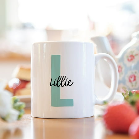 

Initial mug personalised | Custom gift for her him Mum Dad Friend Nanny Grandad Nan | personalised mug in pink green blue or red Ceramic Mug 15Oz