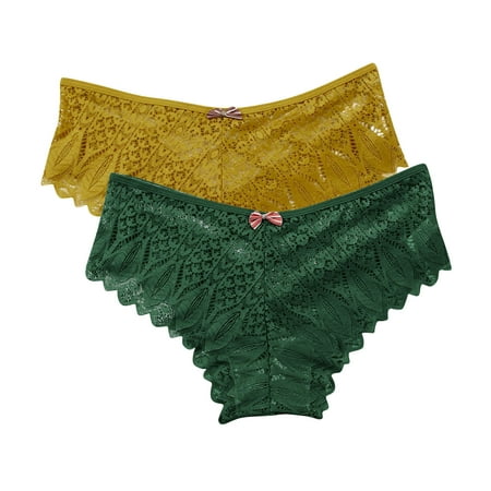Kmdttou Cotton Underwear for Women Sexy Lace High Cut Panties Comfort Bikini Panty Stretch Underpants Breathable Ladies Briefs (Available in Plus Size) Green-2XL