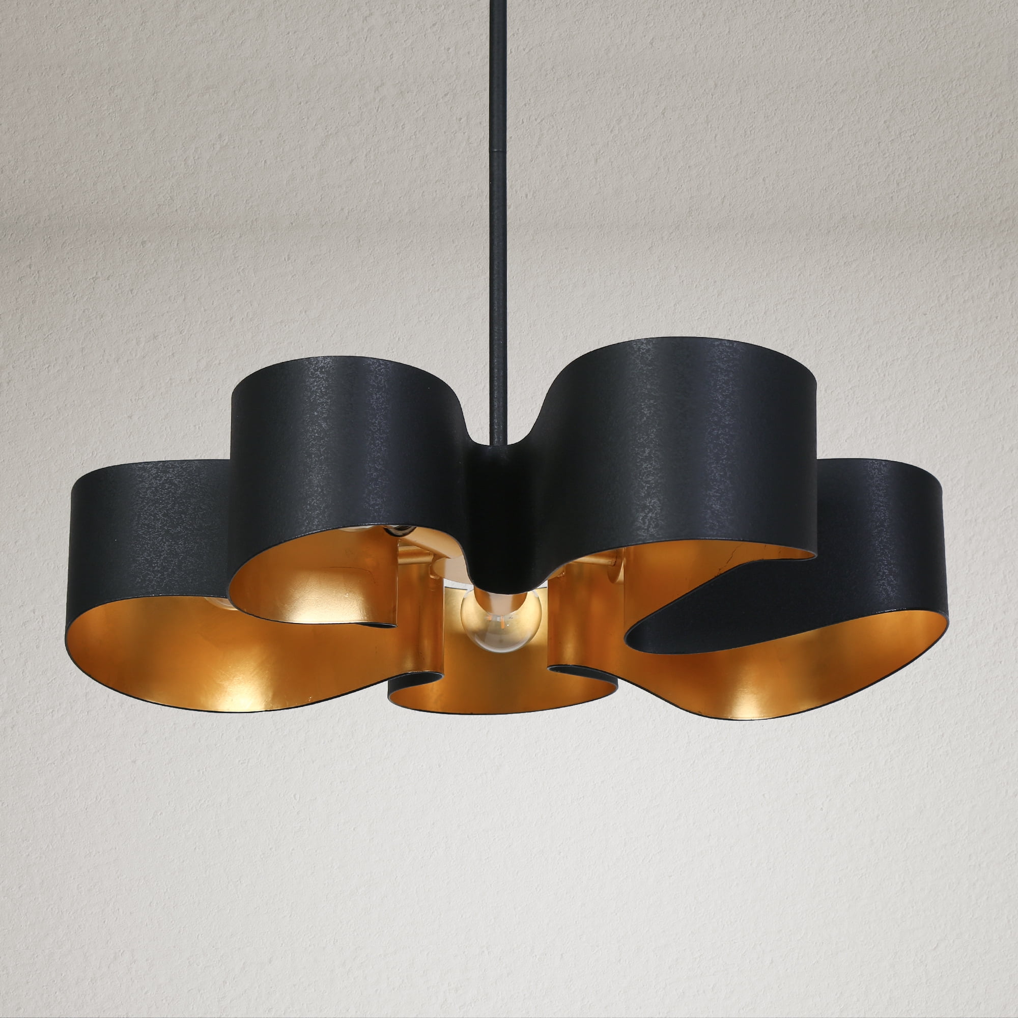 LNC Luckummin 5 -Light Matte Black Cage Metal Metal Chandelier