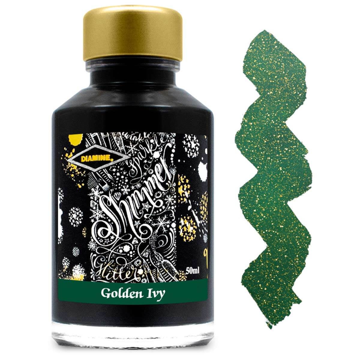 Diamine 9028 Shimmer Ink Bottle, Golden Ivy, 50 ml