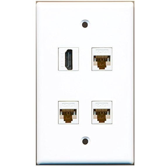 RiteAV - 1 Port HDMI 3 Port Cat6 Ethernet White Wall Plate