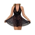 thumbnail image 1 of Nituyy Robe de Nuit d'Halloween pour Femmes Col Licou Dos Nu Lingerie en Dentelle Patchwork Imprimé Citrouille, 1 of 7