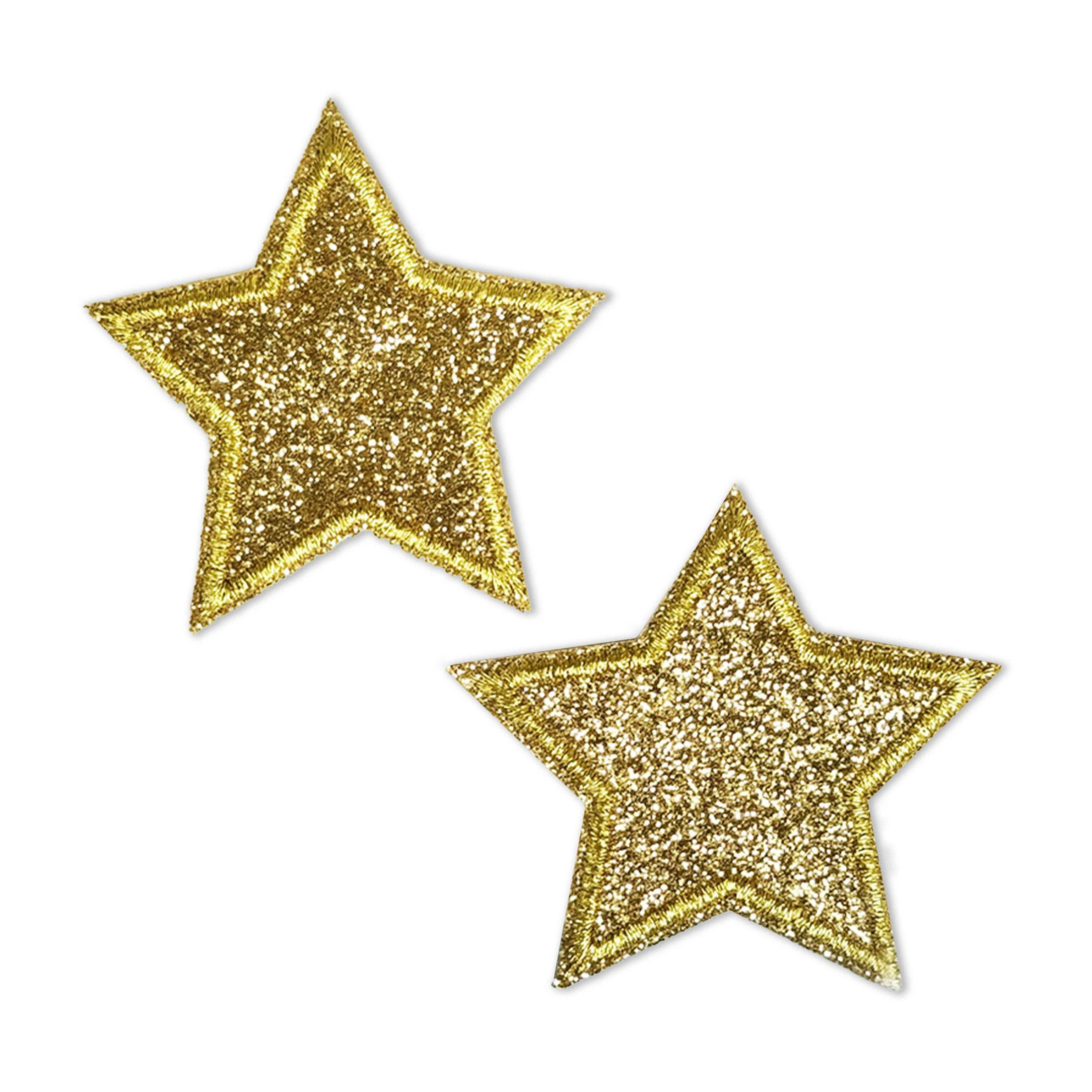 Écussons thermocollants brodés étoiles dorées LA VOGUE, 2 pièces — ~11,43 × 8,89 cm (4,5 × 3,5 po)