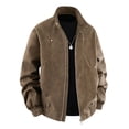 thumbnail image 5 of Men's Bomber Jacket Vintage Matte Textured Elastic Cuffs Zip Up Jacket Casual Loose Stand Collar Outer Coat With Pockets Fashion Commute Bomber Jacket, 5 of 9