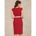 thumbnail image 3 of DARING DIVA Women's Cap Sleeve Boat Neck Pencil Dresses M Red, 3 of 6