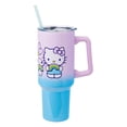 thumbnail image 1 of Silver Buffalo Sanrio Hello Kitty and Friends con My Melody, Kuromi y Pompompurin Rainbow Ombre Vaso de acero inoxidable con asa y pajita, cabe en portavasos estándar, 40 onzas, 1 of 5