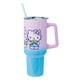 thumbnail image 1 of Silver Buffalo Sanrio Hello Kitty and Friends con My Melody, Kuromi y Pompompurin Rainbow Ombre Vaso de acero inoxidable con asa y pajita, cabe en portavasos estándar, 40 onzas, 1 of 5