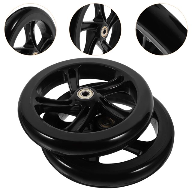 unbranded 2Pcs Wear Resistant Kick Scooter Wheels Easy Installation Black PU Material
