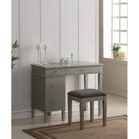 Atlin Designs 2 Piece Bedroom Vanity Set in Silver
