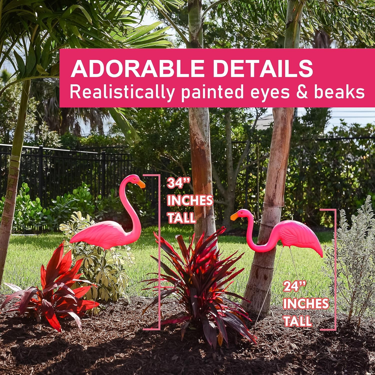 Galashield Pink Flamingo Yard Decorations Pack of 2 Flamingo Decor Ornaments for Outdoor Lawn and Garden