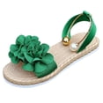 thumbnail image 2 of CQONEPT Bohemian Sandals For Women Flower Sandals Ankle Strap Open Toe Wide Width Arch Support Sandals Dressy Flat Beach Casual Shoes Green 36, 2 of 6