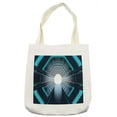thumbnail image 1 of Outer Space Tote Bag, Tunnel with Neon Passage Mercury Lunar Orbit Inspired Stardust Art, Cloth Linen Reusable Bag for Shopping Books Beach and More, 16.5" X 14", Cream, by Ambesonne, 1 of 2