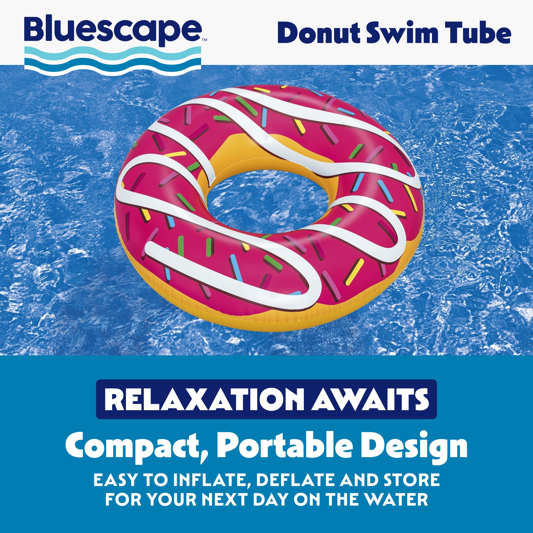 Bluescape 45" Multicolor Donut Pool Ring Float, Kids and Adults