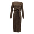 thumbnail image 4 of Pompotops Robe Décontractée de Mode pour Femme, Chandail à Manches Longues, Col en V, Aguichant, Épaules Dénudées, 4 of 5