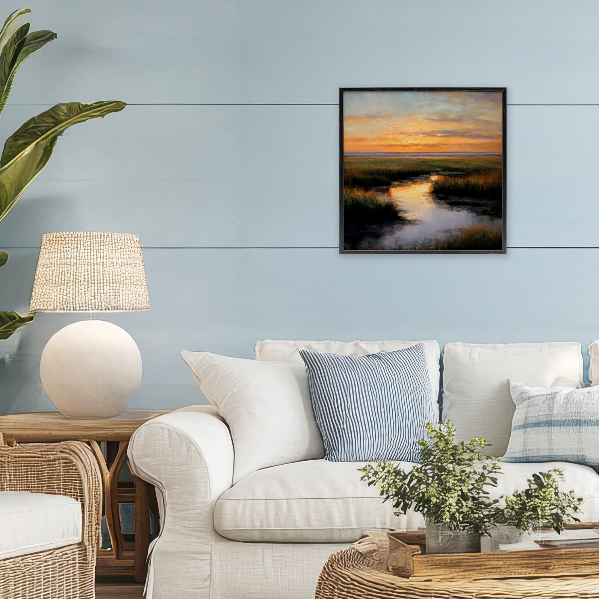 Stupell Industries Warm Marshland Sunset Black Framed Giclee Art, design by Petal Prints Design